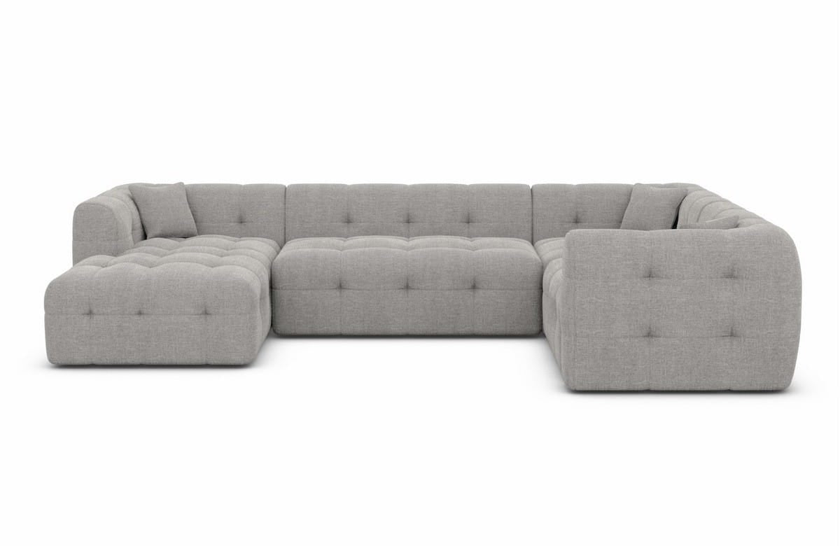 Couchlandschaft Sevilla U-Form in Stoff hellgrau