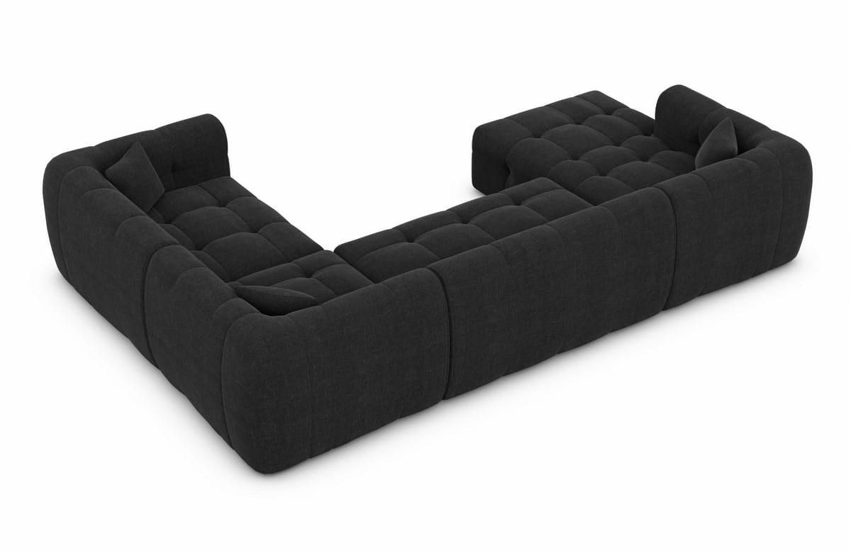 Couchlandschaft Sevilla U-Form in Stoff Schwarz