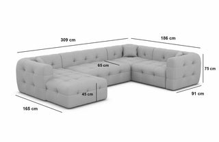 Couchlandschaft Sevilla U-Form in Stoff Schwarz