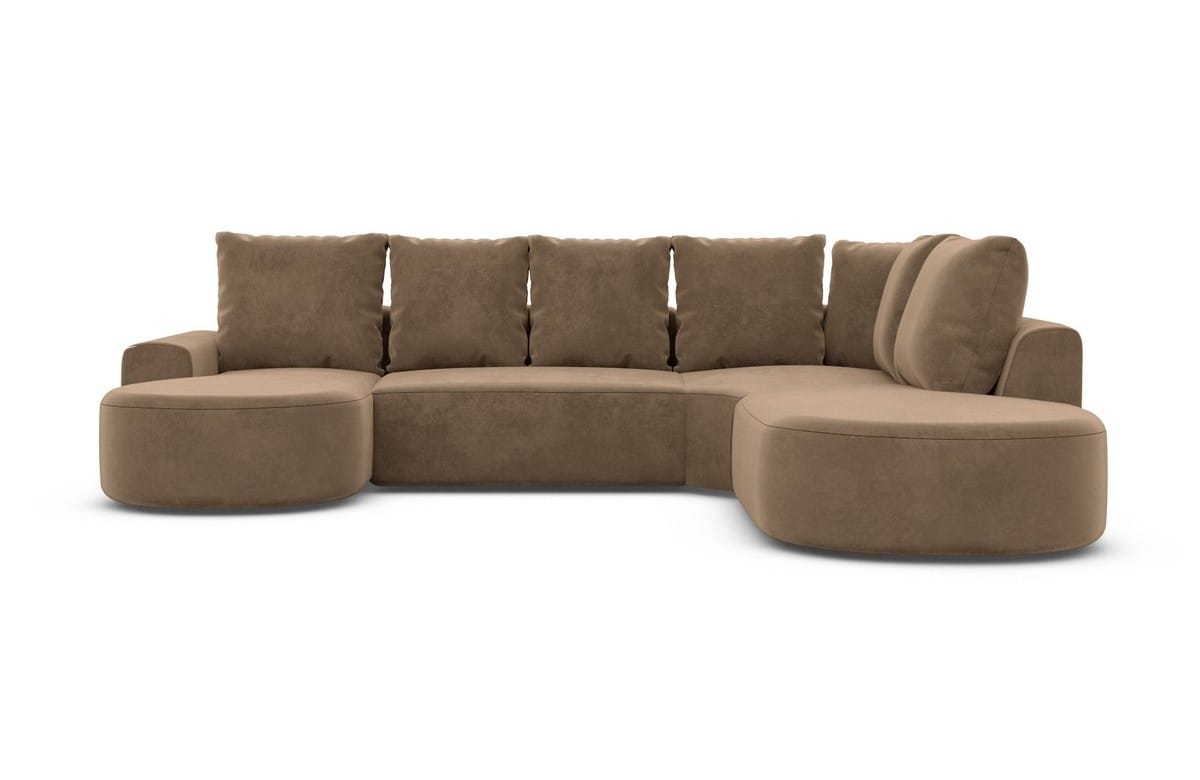 Wohnlandschaft Gomera Lounge U-Form aus Stoff Braun