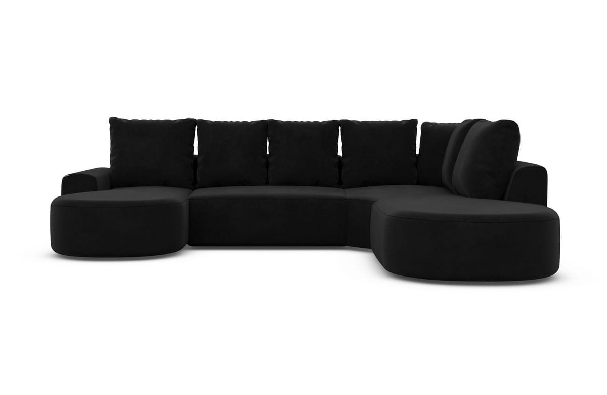 Wohnlandschaft Gomera Lounge U-Form aus Stoff Schwarz