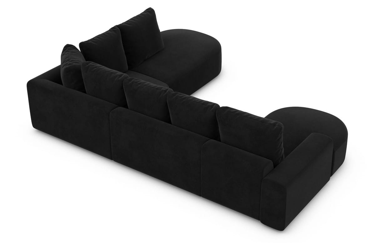 Wohnlandschaft Gomera Lounge U-Form aus Stoff Schwarz