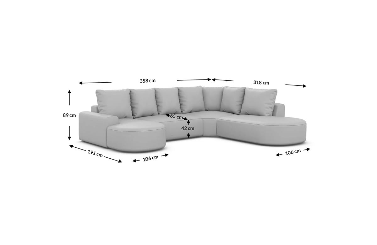 Wohnlandschaft Gomera Lounge U-Form aus Stoff pearl