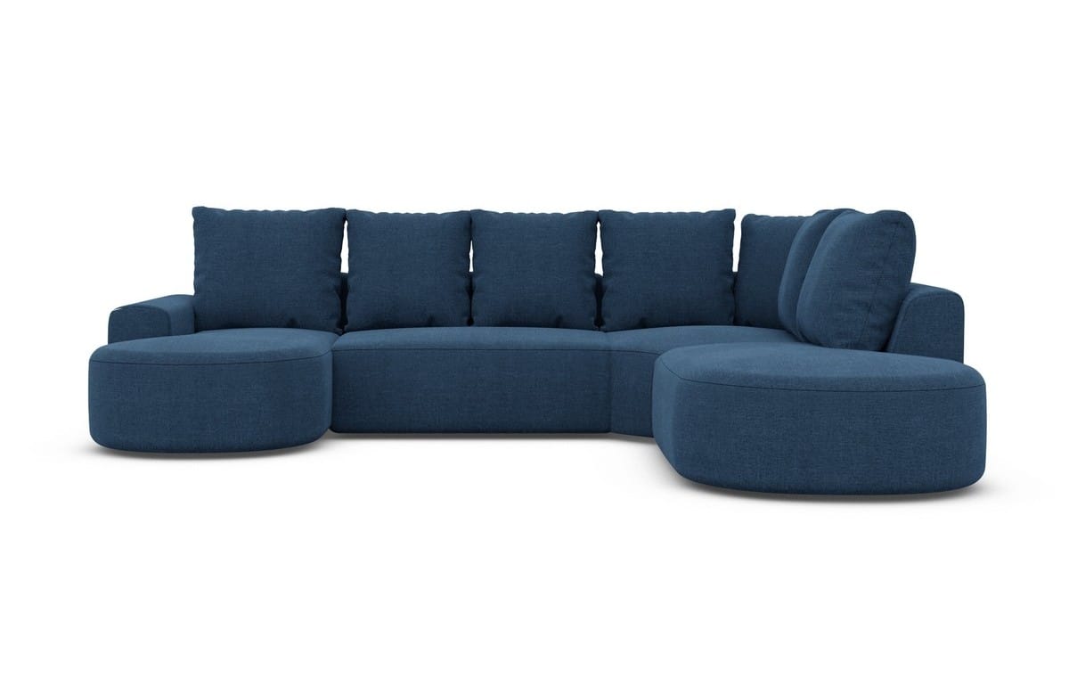 Wohnlandschaft Gomera Lounge U-Form aus Stoff Blau