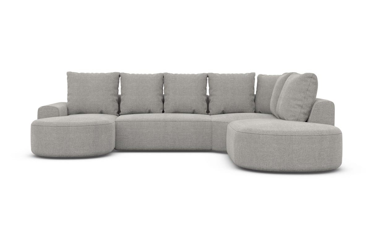 Wohnlandschaft Gomera Lounge U-Form aus Stoff Hellgrau
