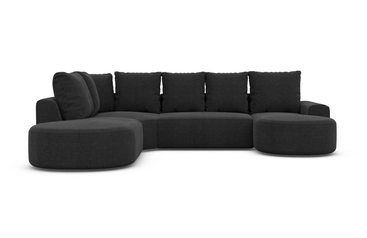 Wohnlandschaft Gomera Lounge U-Form aus Stoff schwarz