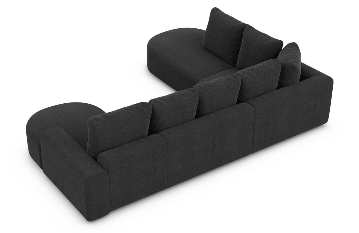 Wohnlandschaft Gomera Lounge U-Form aus Stoff schwarz