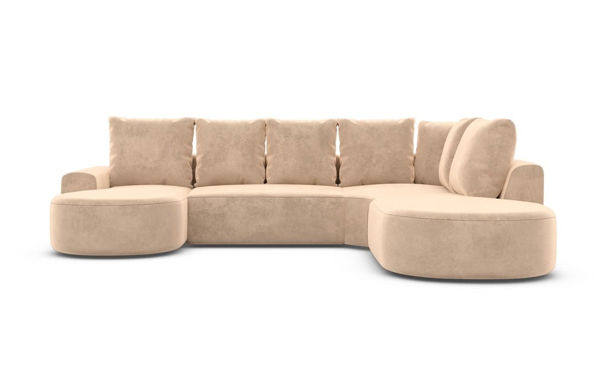 Wohnlandschaft Gomera Lounge U-Form aus Stoff Beige