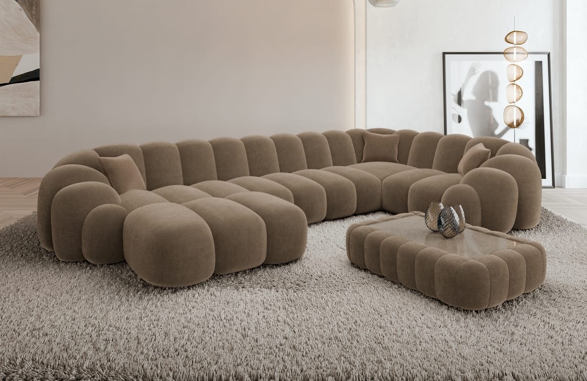 Polster Wohnlandschaft Rajada U-Form Braun