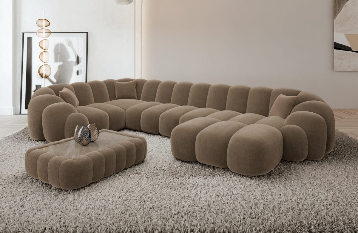 Polster Wohnlandschaft Rajada U-Form Braun