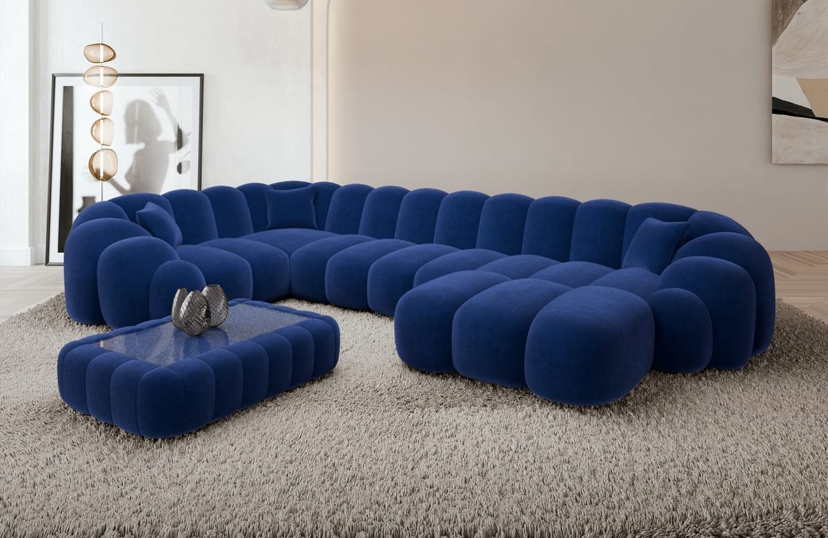 Polster Wohnlandschaft Rajada U-Form Dunkelblau