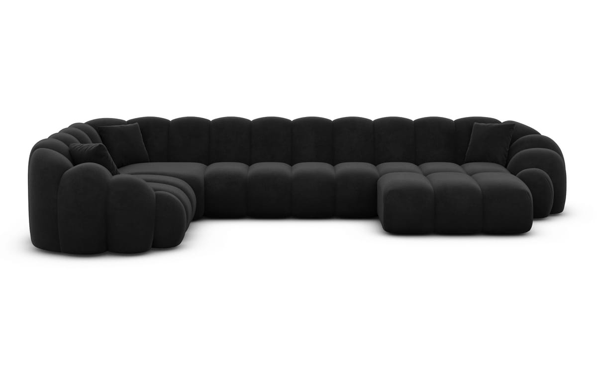Polster Wohnlandschaft Rajada U-Form Schwarz