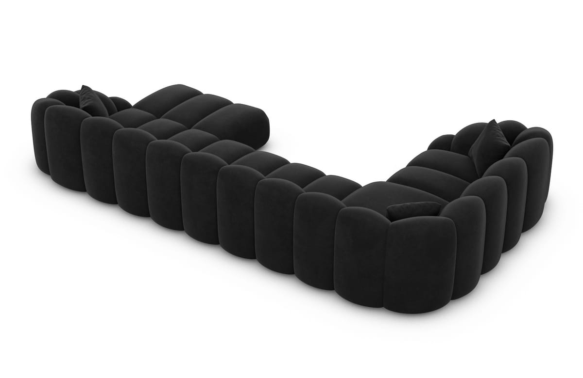 Polster Wohnlandschaft Rajada U-Form Schwarz