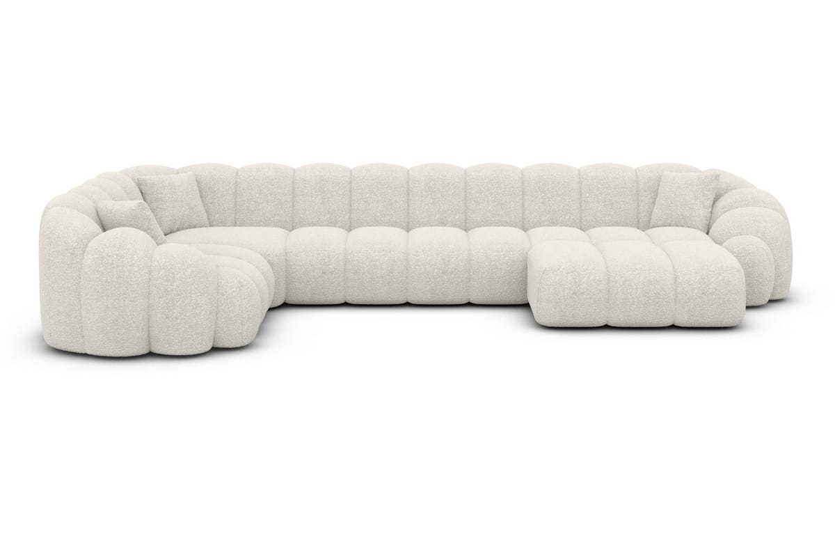 Stoff Wohnlandschaft Rajada U-Form Pearl