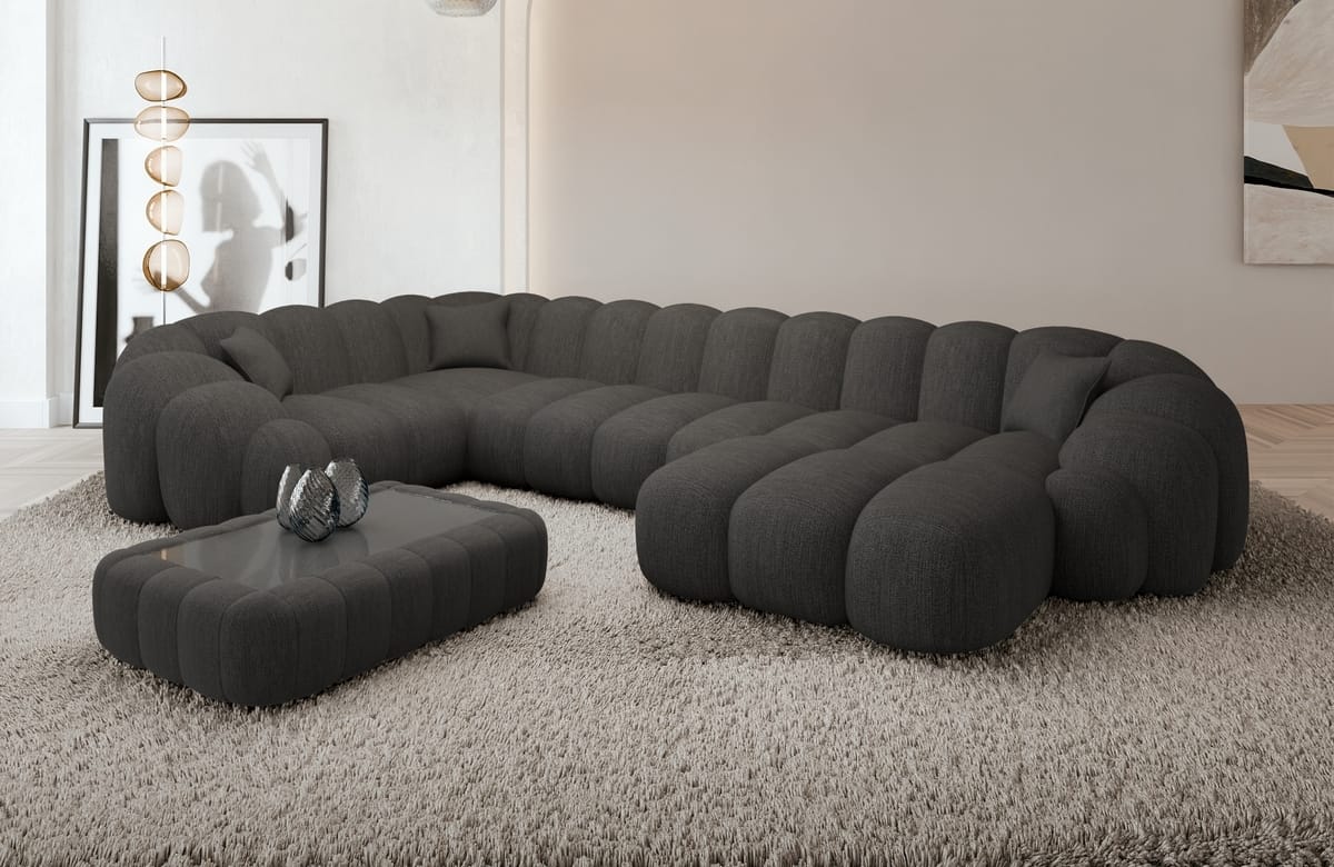 Polster Wohnlandschaft Rajada U-Form Anthrazit