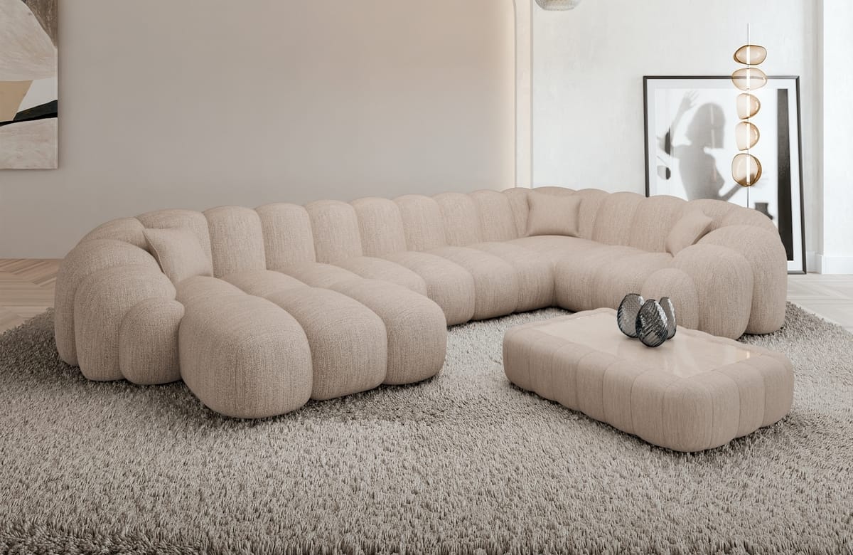 Polster Wohnlandschaft Rajada U-Form Beige