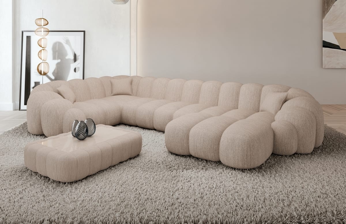 Polster Wohnlandschaft Rajada U-Form Beige
