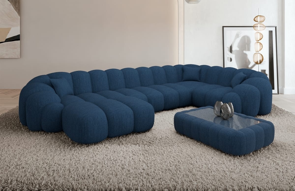 Polster Wohnlandschaft Rajada U-Form Blau