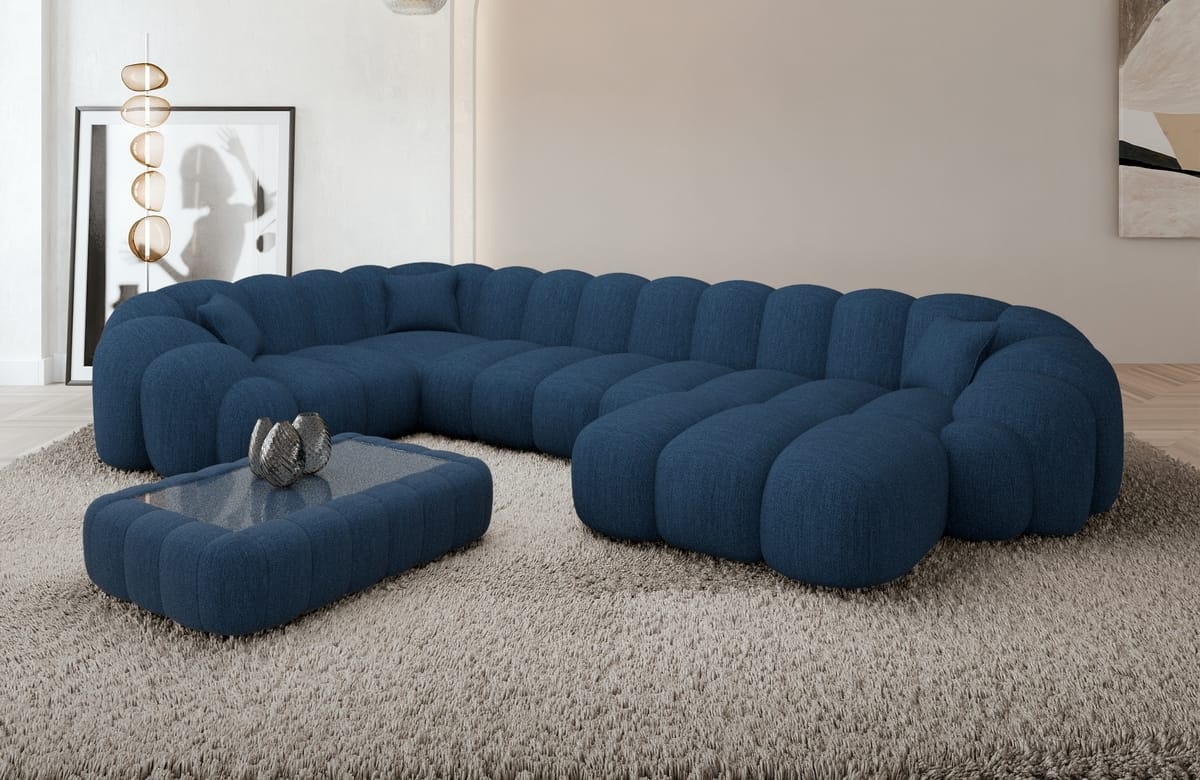 Polster Wohnlandschaft Rajada U-Form Blau