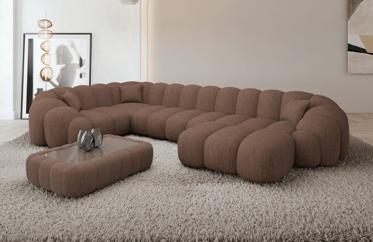 Polster Wohnlandschaft Rajada U-Form Braun
