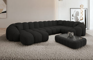 Stoff Wohnlandschaft Rajada U-Form Schwarz