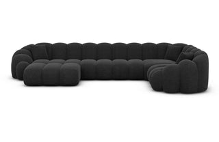 Stoff Wohnlandschaft Rajada U-Form Schwarz