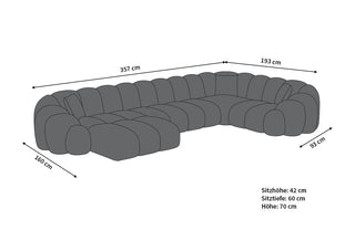 Stoff Wohnlandschaft Rajada U-Form Schwarz