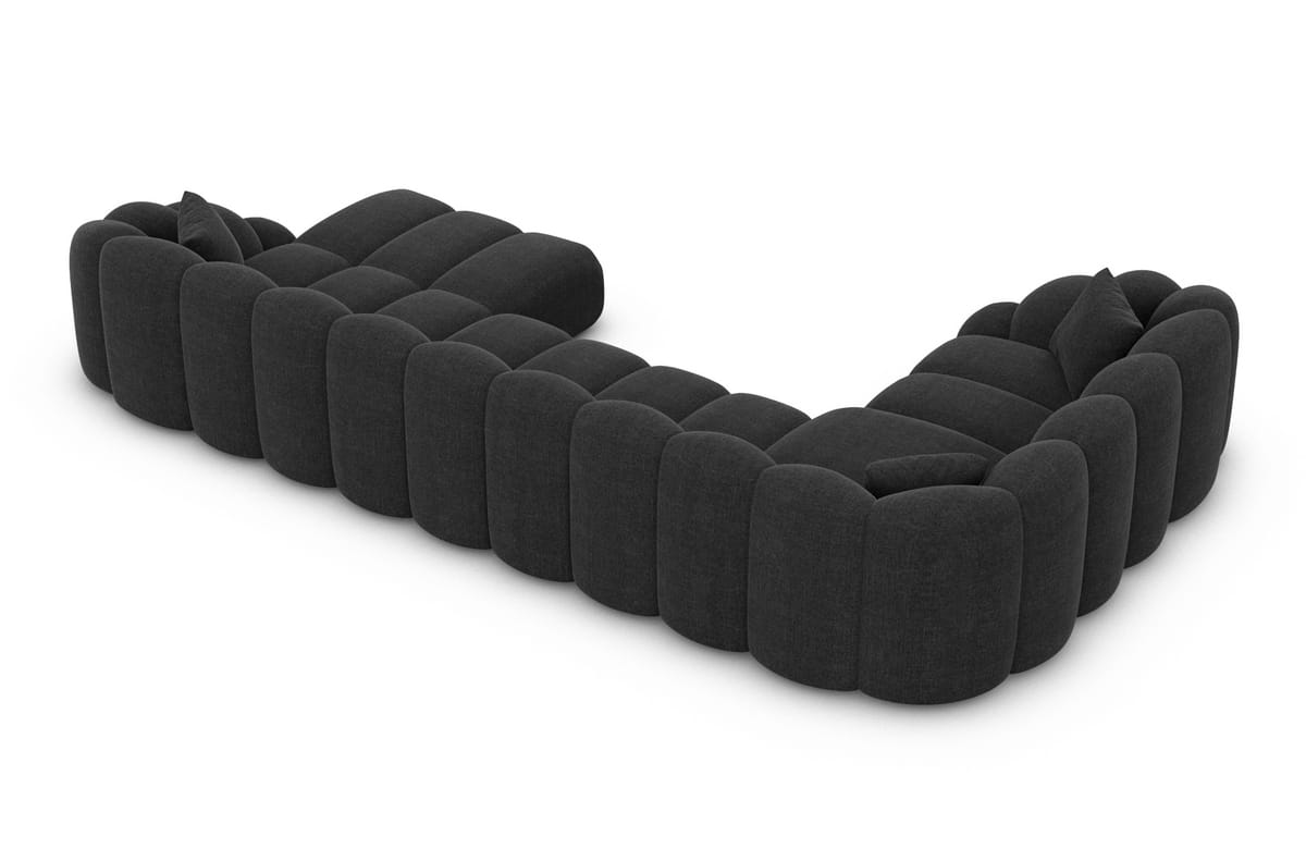 Polster Wohnlandschaft Rajada U-Form Schwarz