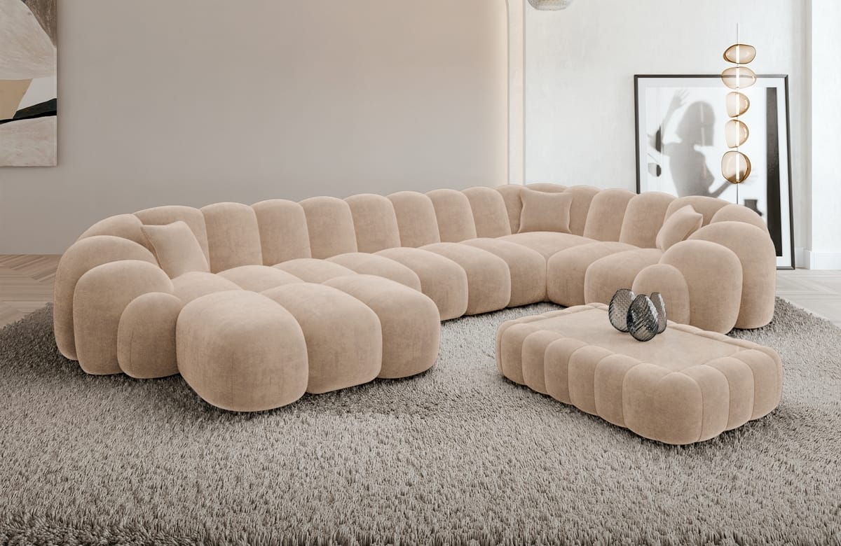 Polster Wohnlandschaft Rajada U-Form Beige