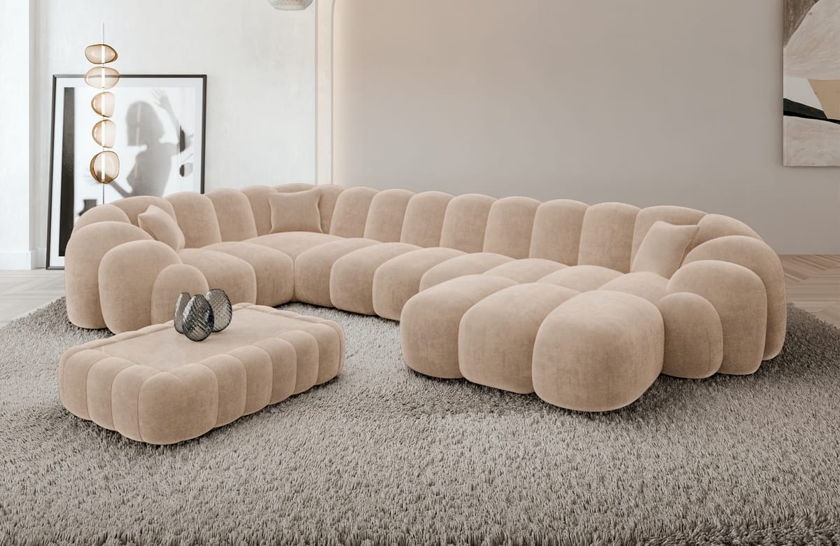 Polster Wohnlandschaft Rajada U-Form Beige