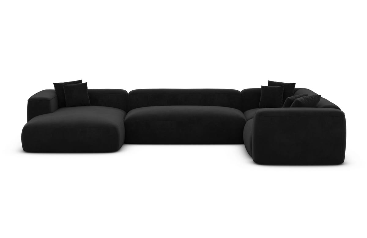 Wohnlandschaft Alcudia U-Form aus Stoff Schwarz