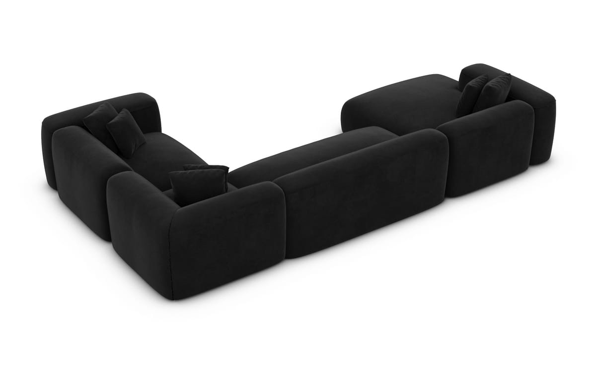 Wohnlandschaft Alcudia U-Form aus Stoff Schwarz