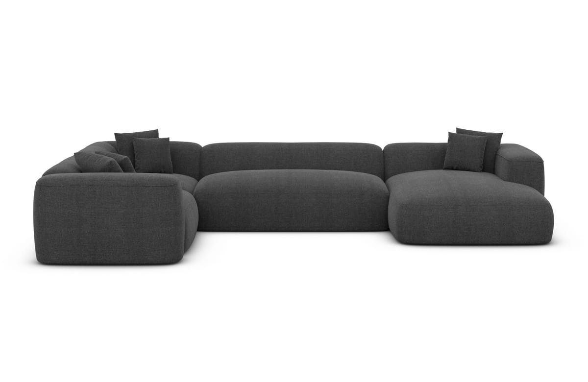 Wohnlandschaft Alcudia U-Form aus Stoff Anthrazit