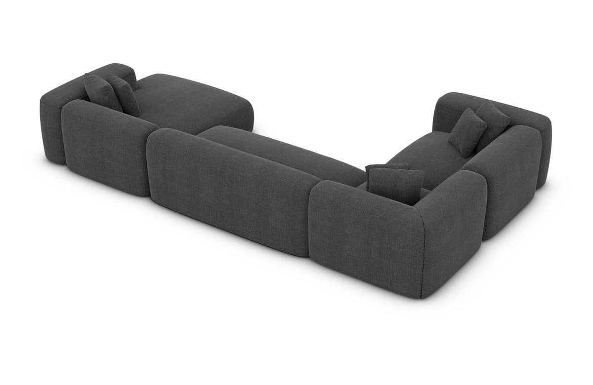 Wohnlandschaft Alcudia U-Form aus Stoff Anthrazit