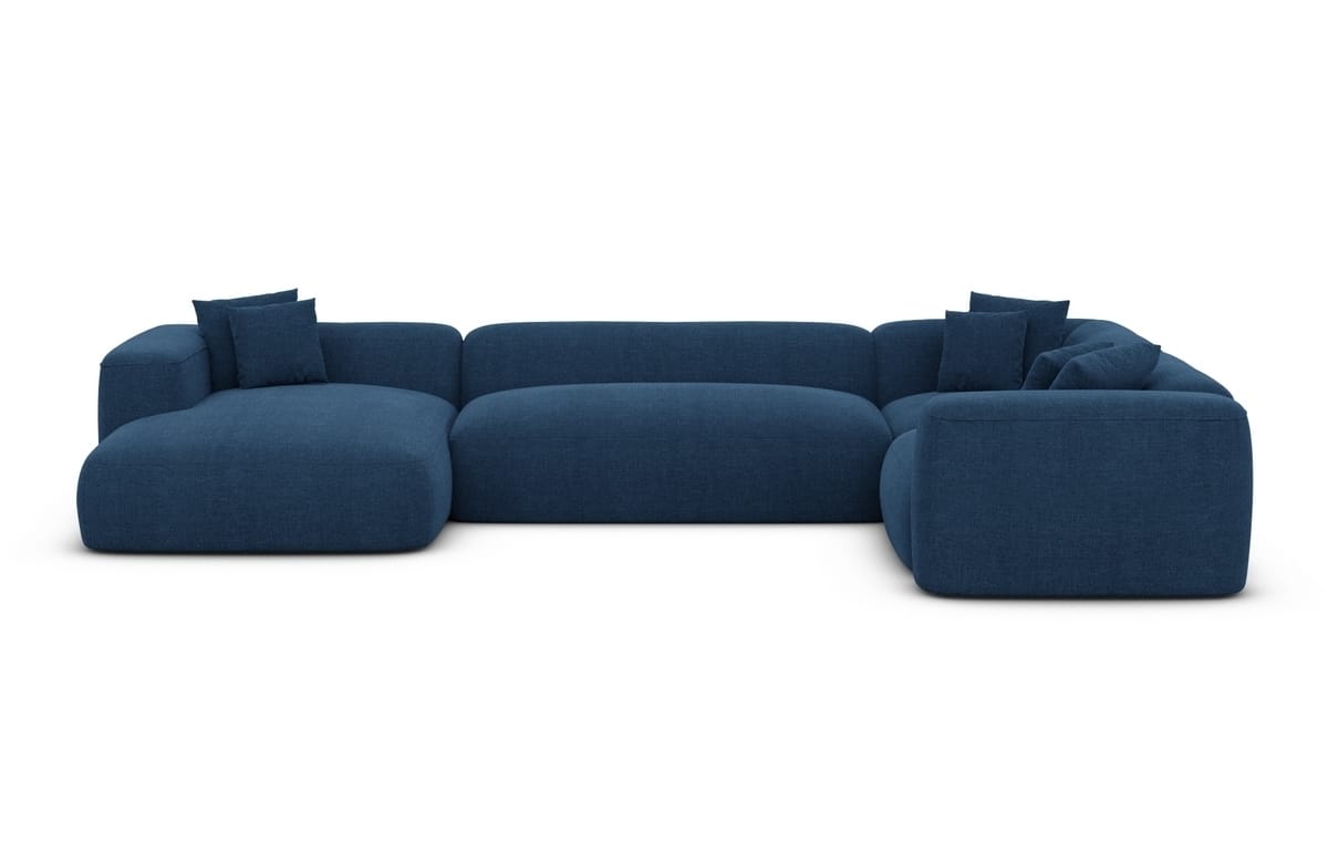 Wohnlandschaft Alcudia U-Form aus Stoff Blau