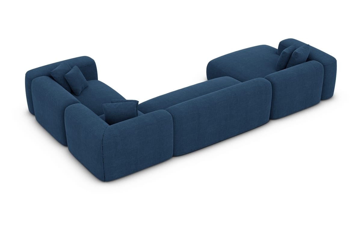 Wohnlandschaft Alcudia U-Form aus Stoff Blau