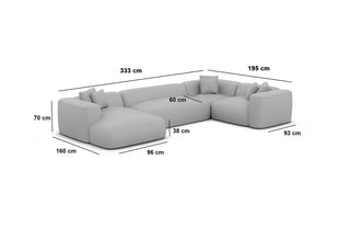 Wohnlandschaft Alcudia U-Form aus Stoff Dunkelgrau