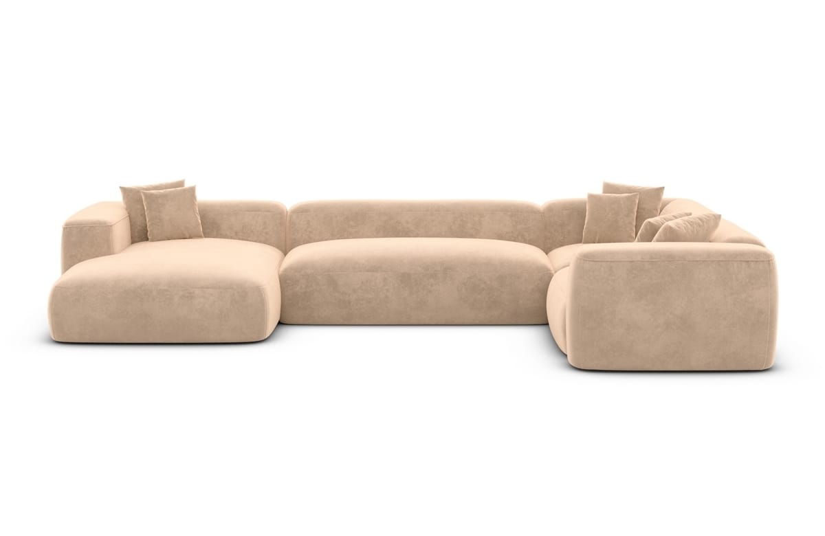 Wohnlandschaft Alcudia U-Form aus Stoff Beige