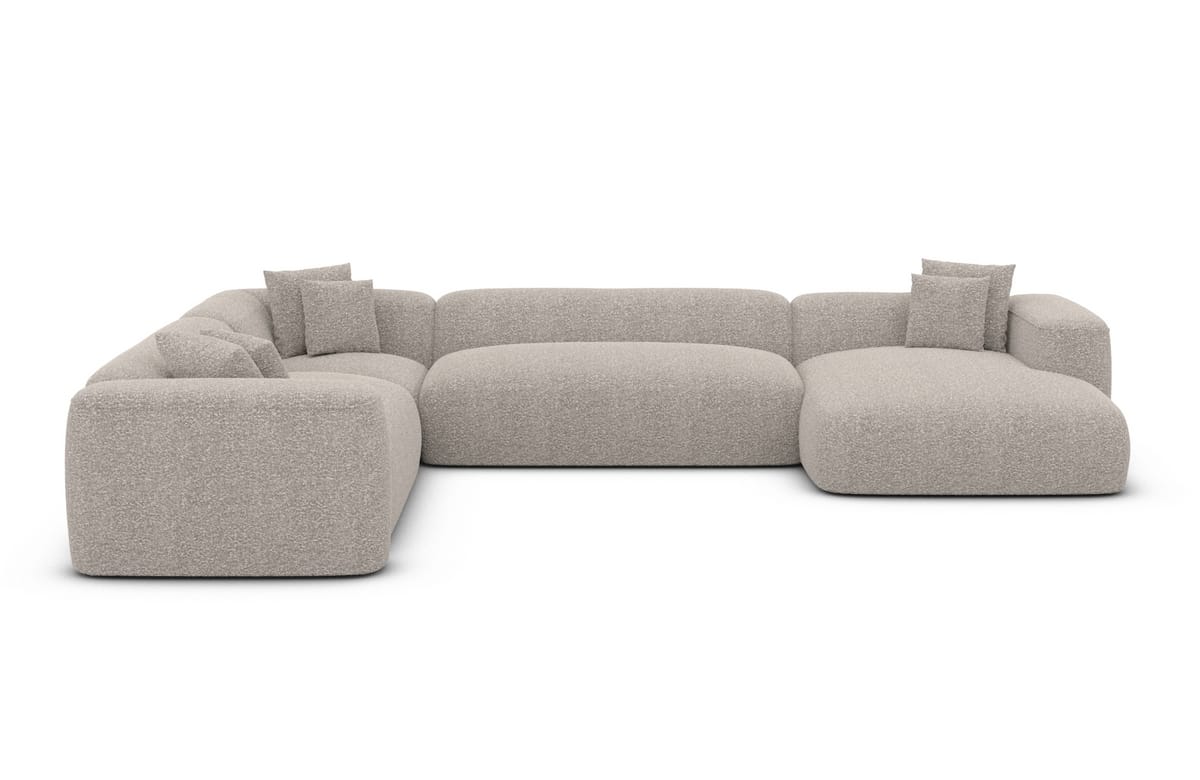 Wohnlandschaft Alcudia XXL U-Form in Stoff Pearl