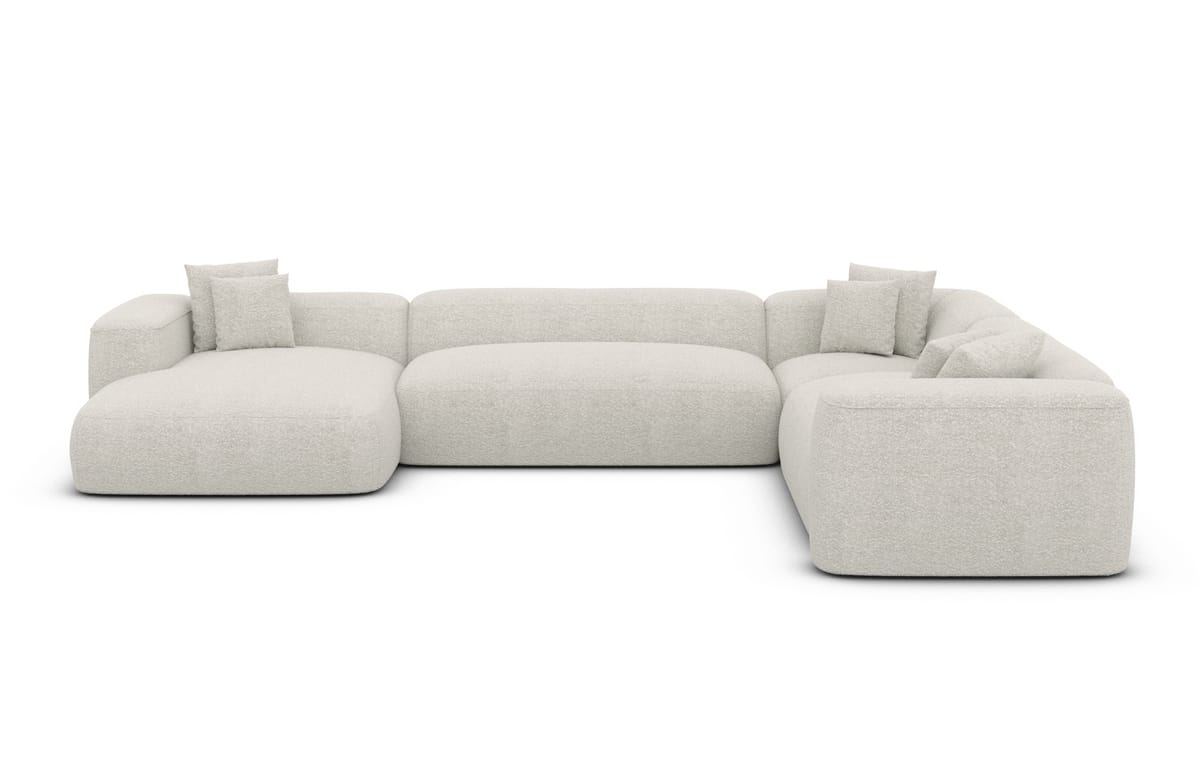 Wohnlandschaft Alcudia XXL U-Form in Stoff Weiß