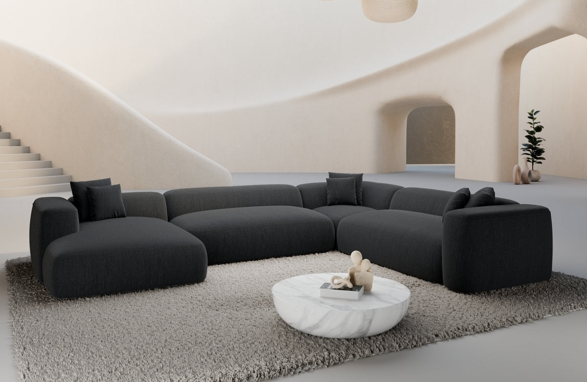Stoff Wohnlandschaft Alcudia XXL Anthrazit