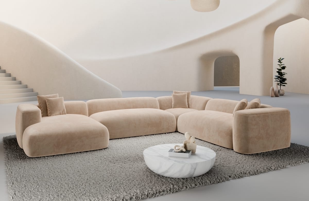 Wohnlandschaft Alcudia XXL U-Form in Stoff Beige