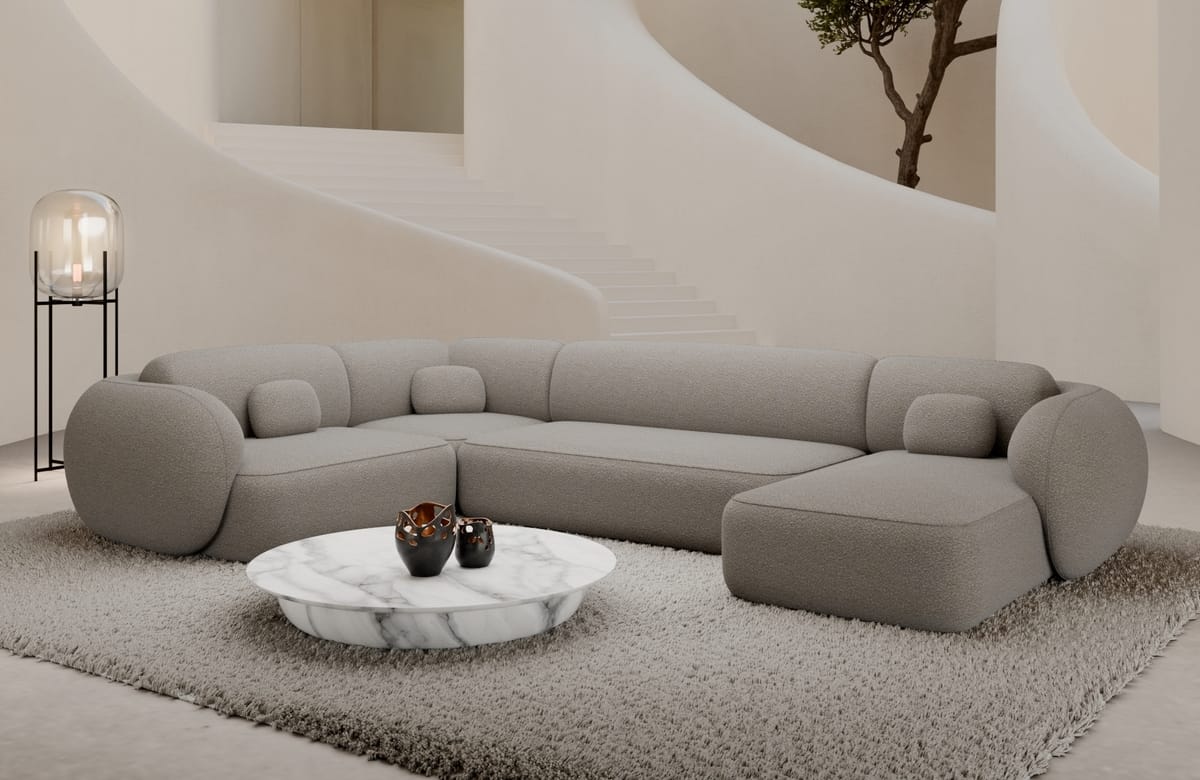 Wohnlandschaft Altea U-Form aus Stoff Pearl