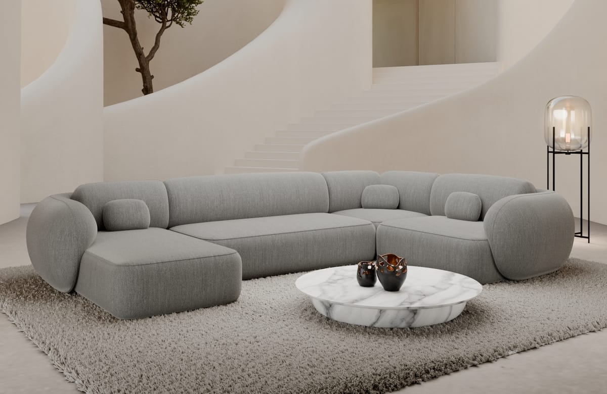 Polster Wohnlandschaft Altea U Form Hellgrau