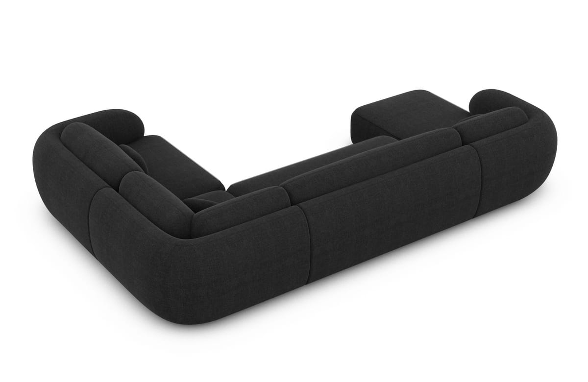 Wohnlandschaft Altea U-Form aus Stoff Schwarz