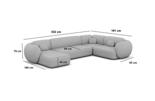 Wohnlandschaft Altea U-Form aus Stoff Schwarz