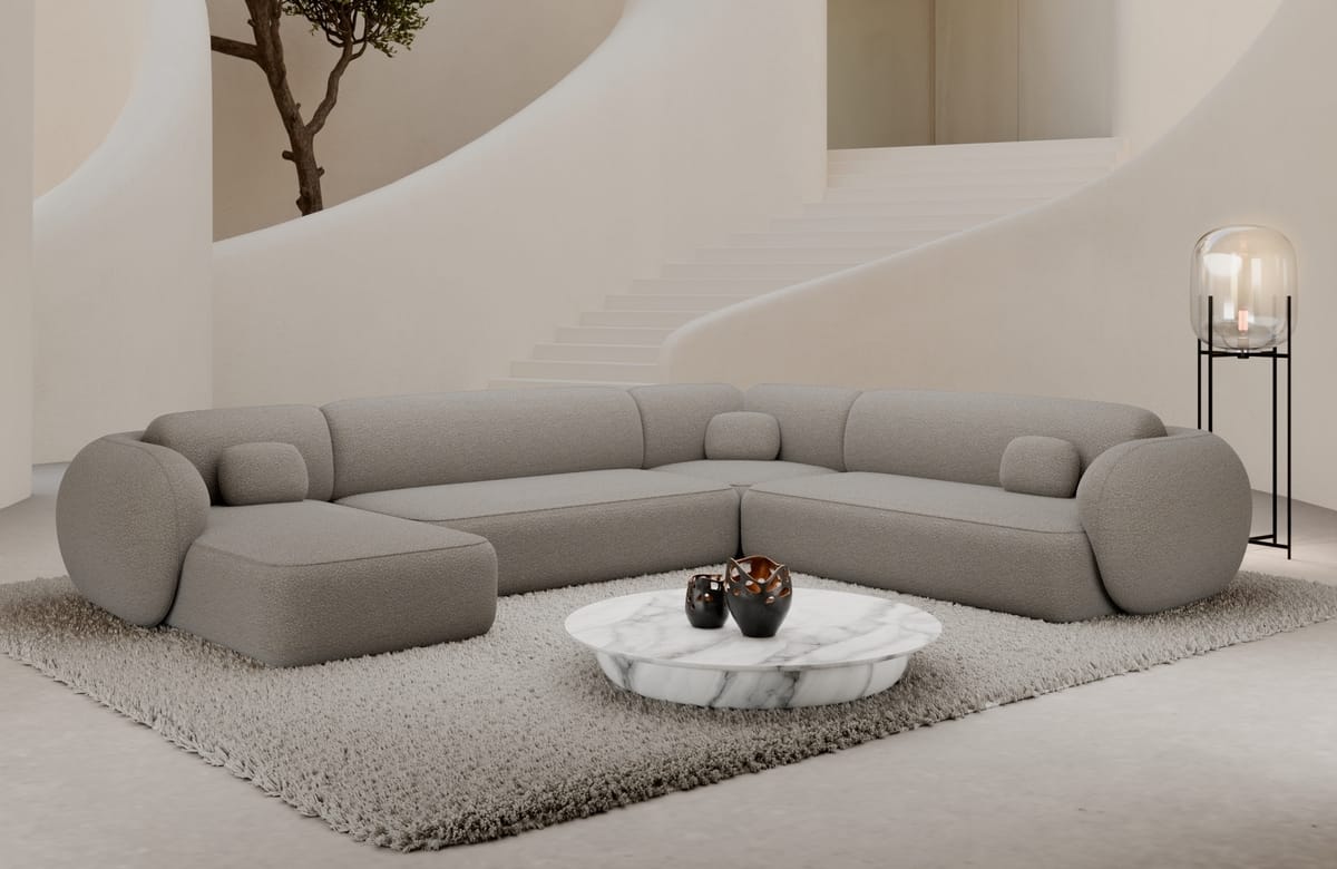 Wohnlandschaft Altea XXL U-Form in Stoff Pearl