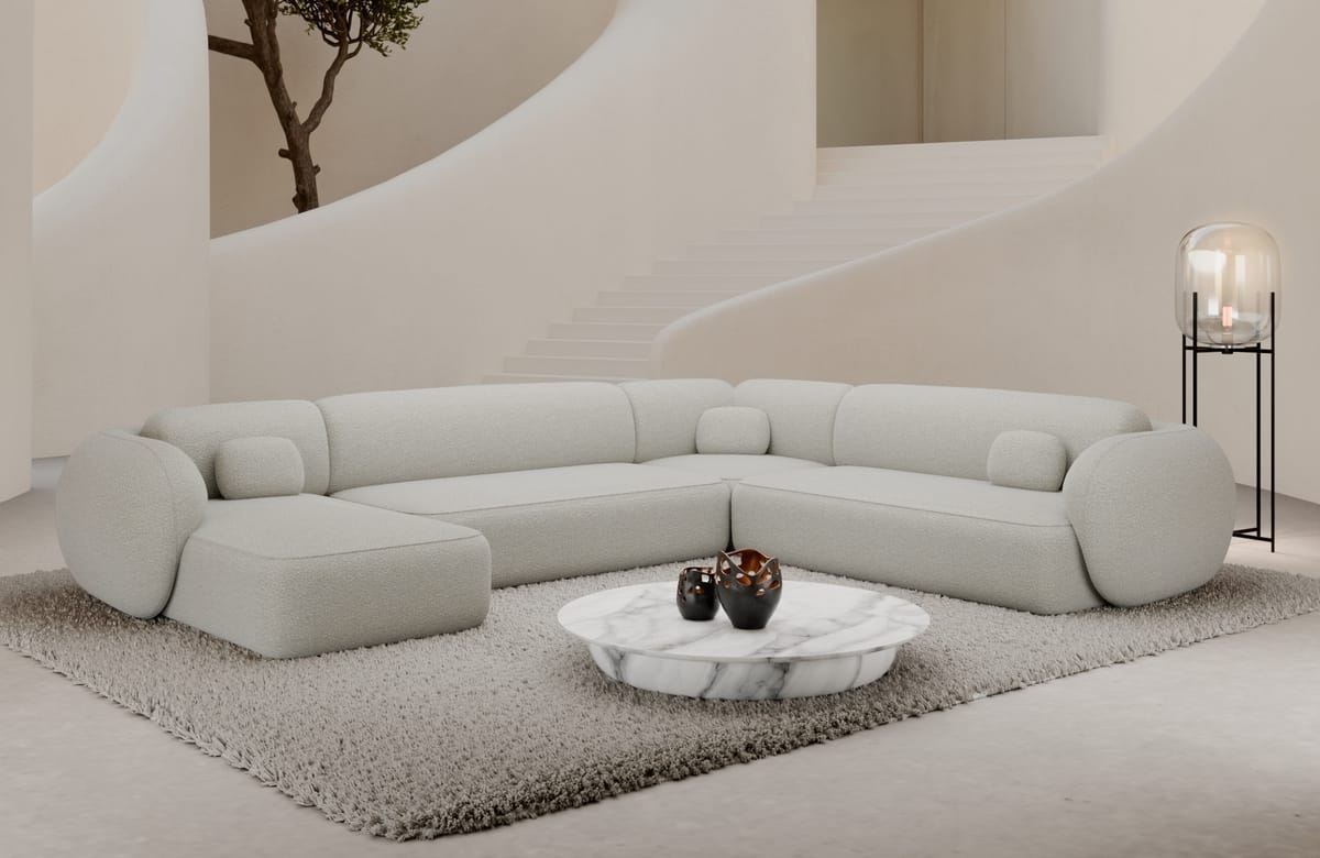 Wohnlandschaft Altea XXL U-Form in Stoff Weiß