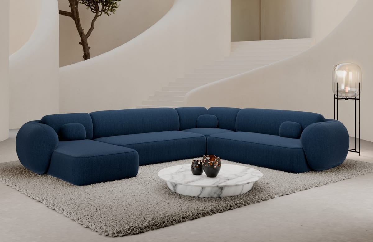 Wohnlandschaft Altea XXL U-Form in Stoff Blau