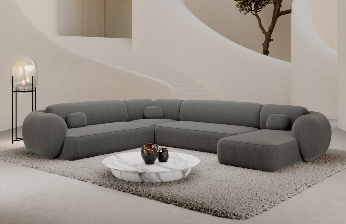 Wohnlandschaft Altea XXL U-Form in Stoff dunkelgrau